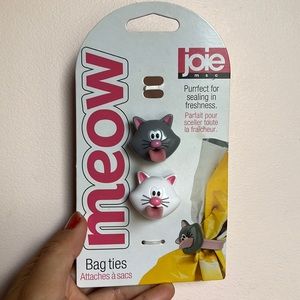 Two Cat face bag ties clip cute kawaii